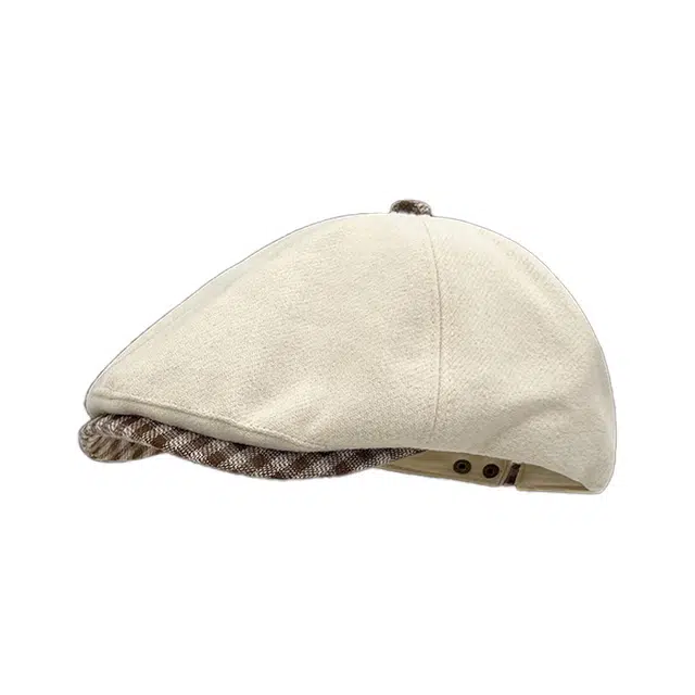 浪莎 韩版复古英伦风格纹帽檐前进帽休闲百搭时尚潮流可反戴画家帽 棉 贝雷帽 女款