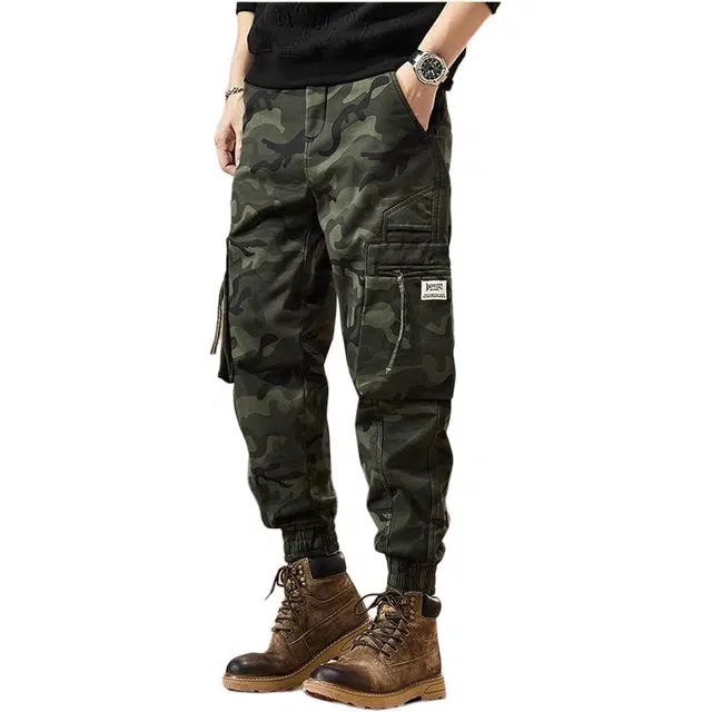 潮人榜 美式迷彩多袋设计感百搭潮牌宽松拉链束脚秋季青年工装休闲裤 男女同款