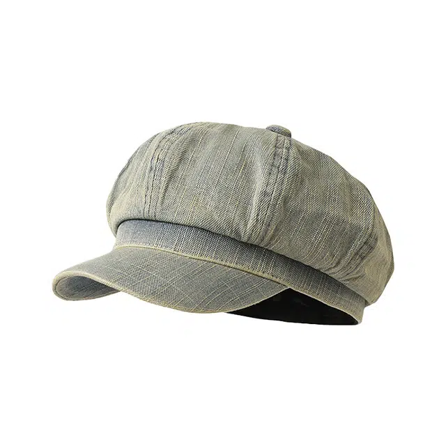 浪莎 北欧复古水洗牛仔做旧大头围显脸小 棉 贝雷帽 男女同款情侣款