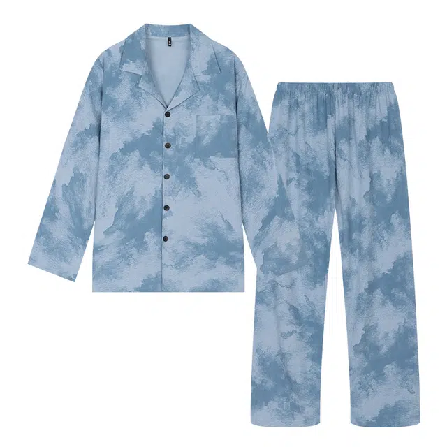 宫蝶 长袖柔肤棉家居服时尚休闲开衫大码可外穿睡衣套装 男款