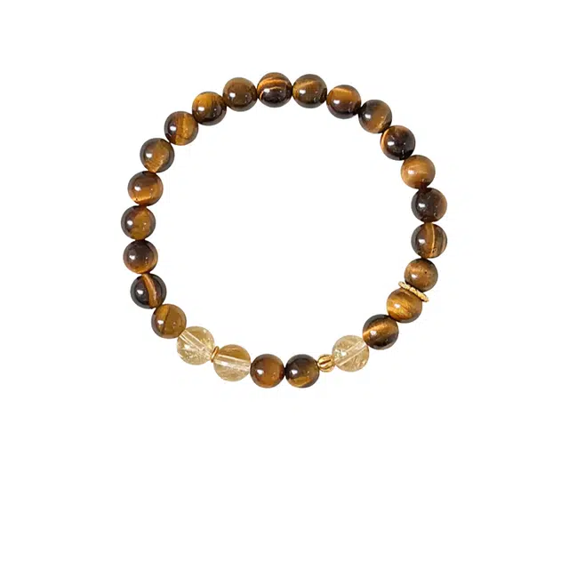 仙园韵 「扶光景瑞」新中式国潮国风复古招财纳福招财转运好运连连富贵吉祥转运在好运黄水晶手饰 虎眼石 手串 男女同款情侣款