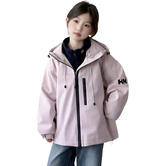 帕兰朵户外服 秋冬季 甜美时尚纯色字母绣花三合一拉链上衣保暖内搭舒适 青少年