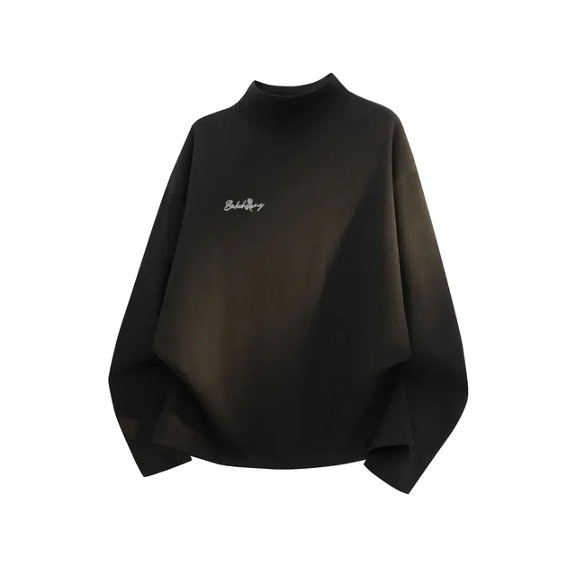 【保暖半高领仿绵羊绒打底衫】布客行 美式复古高街轻奢老钱重磅慵懒垂感落肩港风宽松休闲舒适百搭可内搭可外穿可拆卸胸针卫衣 男女同款