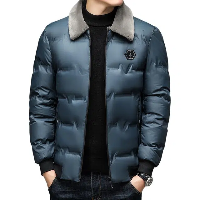 卡丹狄诺 冬季保暖带毛领棉衣男中年加厚舒适棉袄外套男翻领秋冬棉服 男款