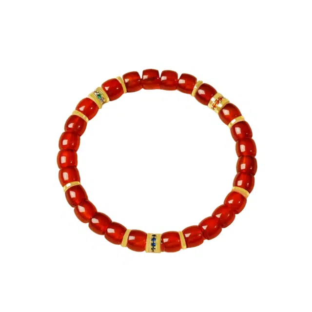 茂琼 吉祥如意万事顺遂平安喜乐好运连连新中式古风文玩转运珠念珠红色时尚潮流百搭高级感饰品 玛瑙 手串 女款