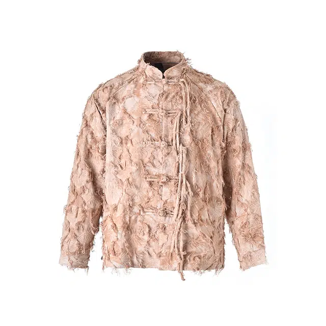 三省六部 礼部·观天象国风复古扎染亚麻剪花长袖盘扣衬衫 男女同款