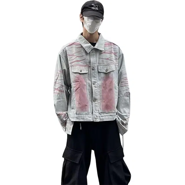 拓菲 美式复古潮牌洗水直喷马骝白色牛仔衣宽松百搭情侣外套夹克 男女同款