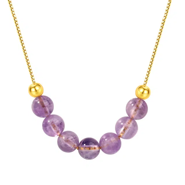 老凤祥 紫晶转运珠 新中式九紫离火 增强能量磁场转运轻奢百搭高级感 时尚日常显白小众时髦#好运天然 紫水晶 项链 女款