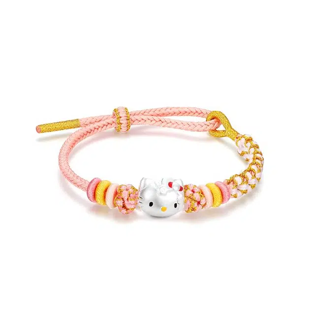 【纯银999|】 琉堇 可爱猫咪在逃公主甜美招财猫卡通浪漫饰爱可调节高级感蝴蝶结 恋爱告白礼盒#好运 手工编织绳 足银手绳 女款