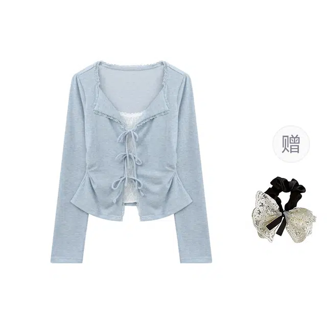 涂诗菲 法式温柔慵懒风甜美纯欲气质假两件时尚潮流舒适休闲长袖针织衫 女款