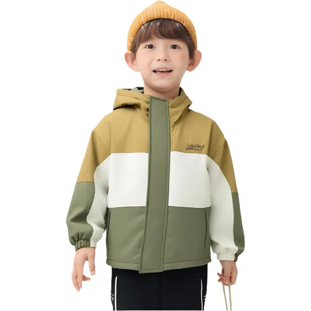 雅鹿棉衣 时尚拼色休闲百搭加厚连帽外套 中小童