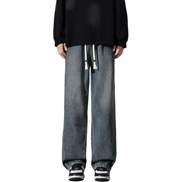 海尔斯 美式复古宽松直筒百搭时尚简约牛仔裤 男款