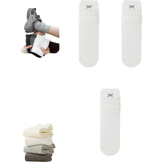 妮轻 纯棉防臭春秋纯色简约中筒袜 女款