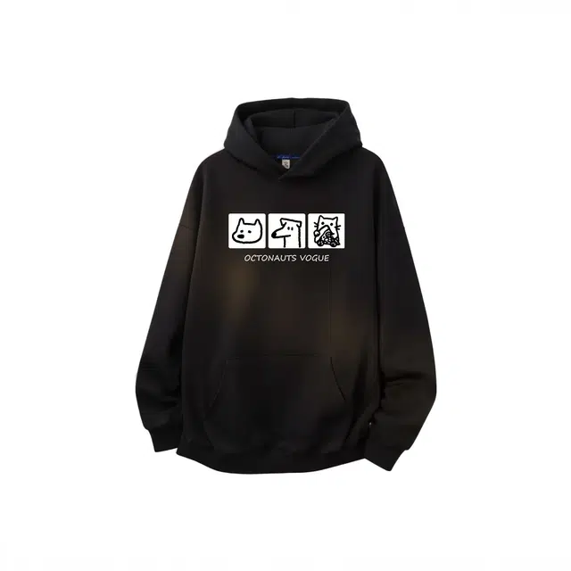 海底小纵队 美式复古高街宽松连帽百搭休闲通勤卡通印花重磅长袖卫衣 男女同款