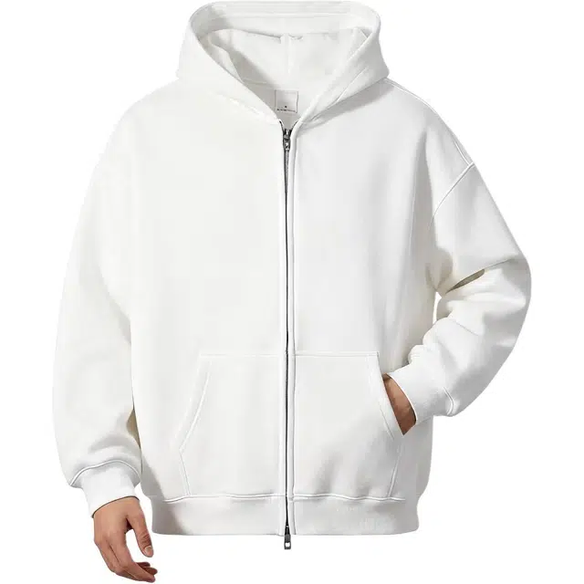 华夏儿女 美式学院风纯色宽松连帽拉链开衫长袖 柔软舒适适合多场景穿搭卫衣 男女同款