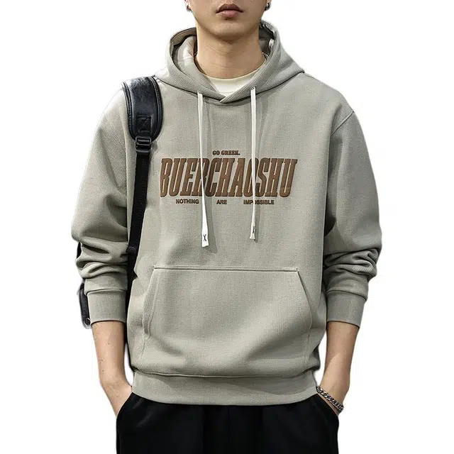 前进牛 高级感美式经典复古潮流潮牌连帽极简风秋季高街宽松休闲户外百搭重磅外套上衣卫衣 男款