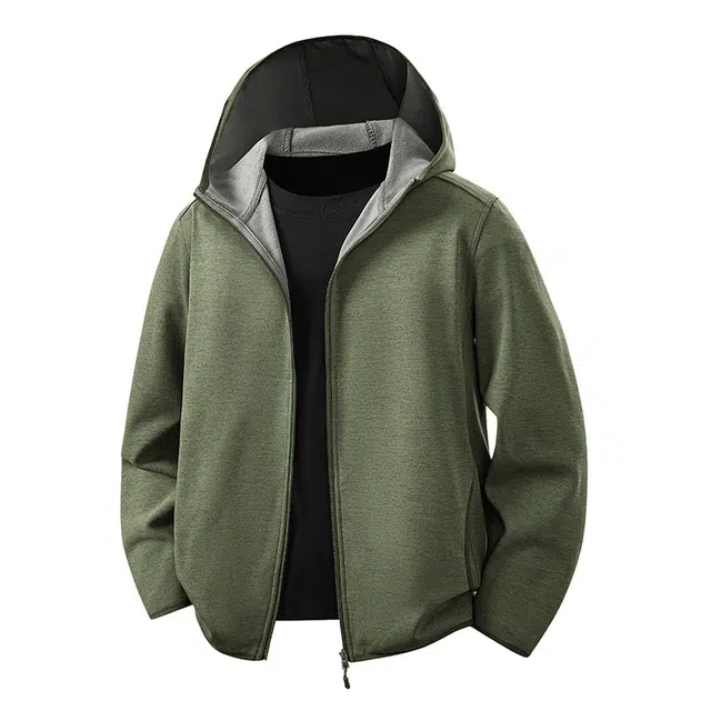 卡丹狄诺 奥粒绒加绒男士秋冬保暖连帽外套男户外休闲百搭舒适拉链夹克男软糯品质开衫卫衣 男款