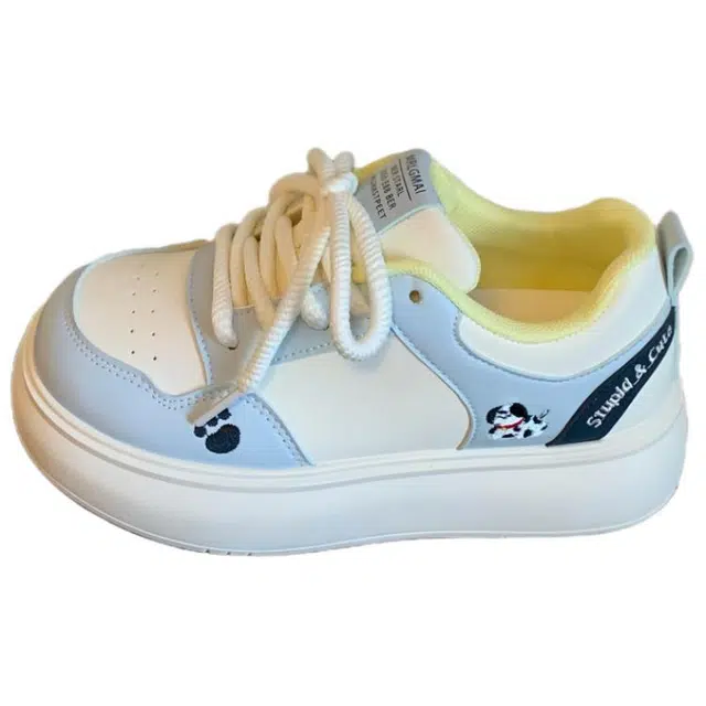 拾伍象 厚底增高透气可爱狗面包小白鞋女秋季百搭休闲鞋 板鞋 女