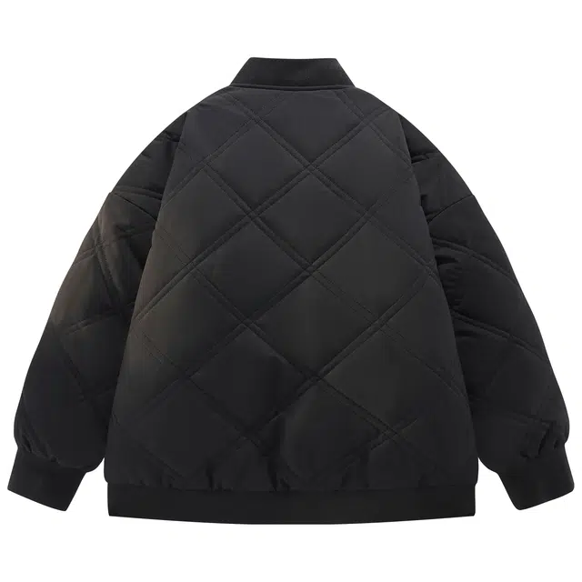 帕丁顿熊 菱形格飞行员基础花体字母印花纯色简约宽松休闲棒球领外套加厚防风防寒保暖羽绒服 男女同款