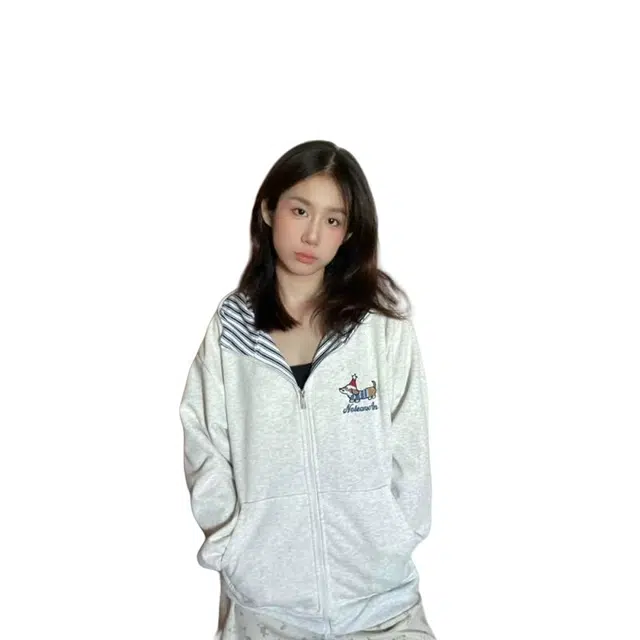加荣 美式开衫字母腊肠小狗连帽复古宽松拉链慵懒百搭卫衣 男女同款