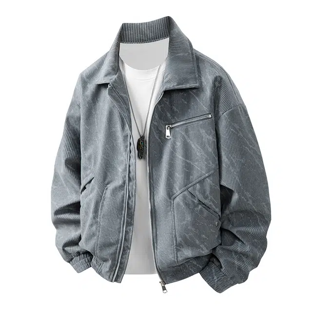 羽浅 春秋冬季潮牌设计感时尚百搭翻领外套潮流休闲美式工装上衣夹克 男款