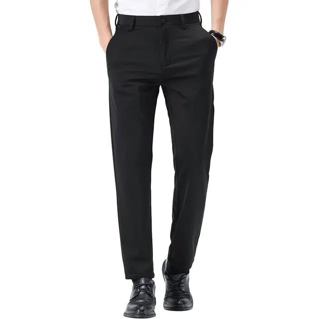 袋鼠 纯色经典含桑蚕丝轻商务舒适修身显瘦显高阔挺中腰百搭通勤职场休闲正装微弹力垂感易打理西装裤 男女同款