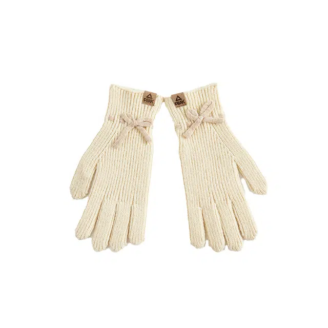 匹克 加绒保暖加厚户外骑车 蝴蝶结分指 锦纶 绒线手套 女款