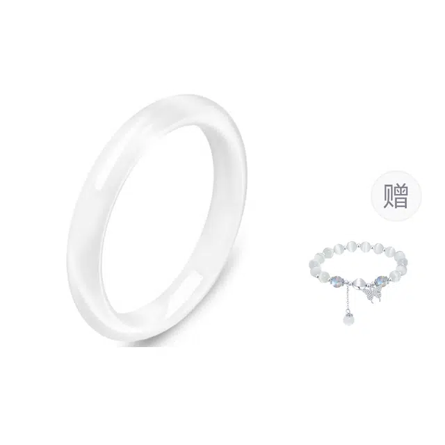 百慕眸 【点赞收藏，赠古法素圈】新中式国潮 一步一响 高级冰透清冷感 年轻素雅旗袍贵妃镯气质白月光人工猫眼石 琉璃 手镯 女款