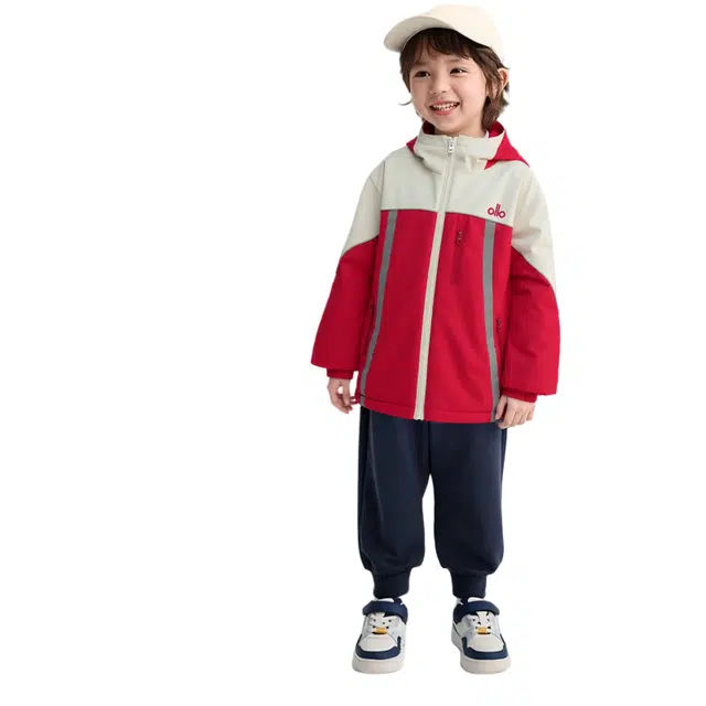 雅鹿夹克 潮流拼接撞色连帽外套风衣 中小童