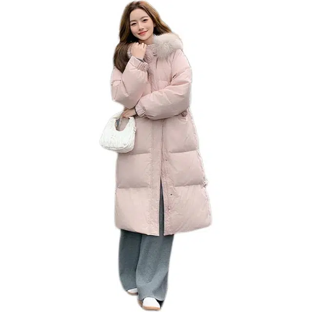 思蓓儿 大毛领女冬季加厚中长宽宽松过膝棉袄外套棉服 女款