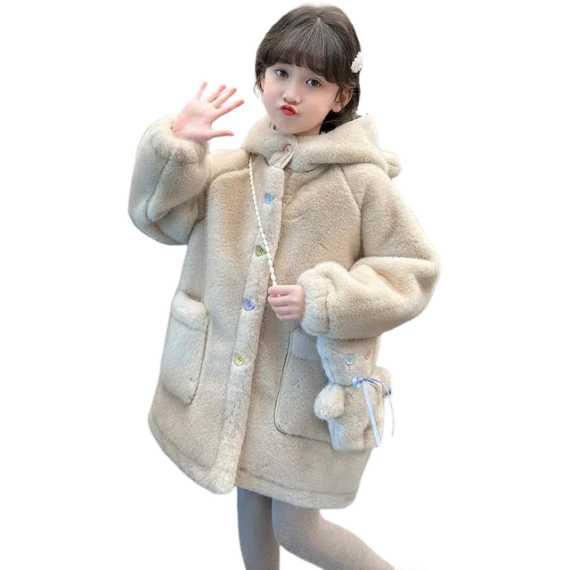 帕兰朵外套 秋冬季 甜美可爱仿水貂毛毛衣上衣女童柔软亲肤保暖舒适 青少年