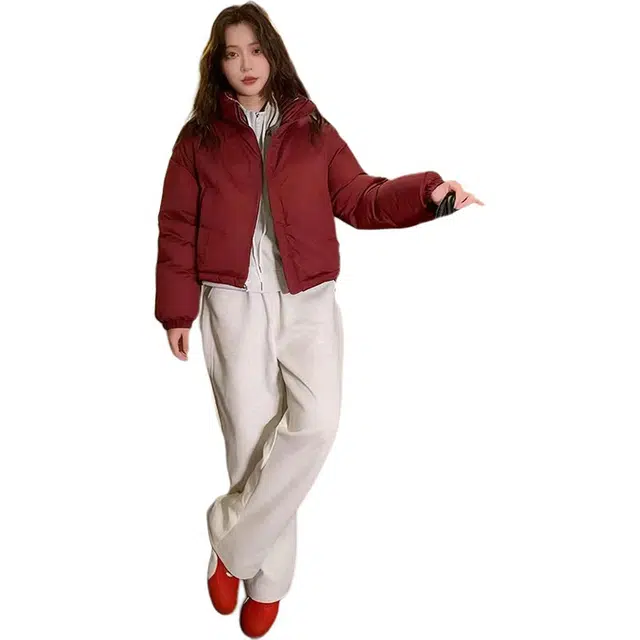 敲模女孩 韩系学院风正反两面穿棉衣宽松女棉外套加厚穿搭棉服 女款