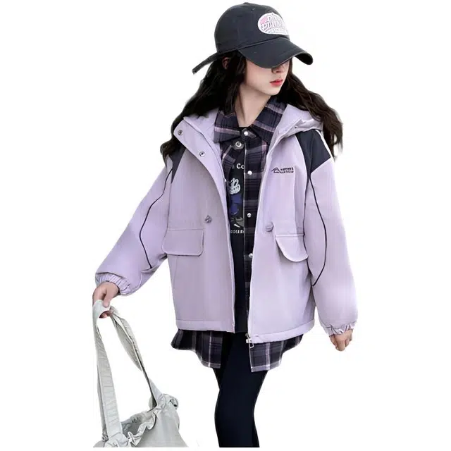 木木兔夹克 潮流时尚女童秋季外套 学生百搭休闲 美式宽松连帽 防水户外收腰 中大童女孩 时髦洋气 青少年