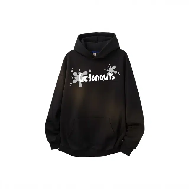 海底小纵队 美式复古高街宽松连帽百搭休闲通勤字母卡通印花重磅简约卫衣 男女同款