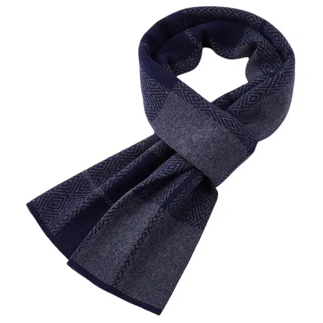 红豆 简约时尚百搭经典秋冬 羊毛 绒线围巾 男款