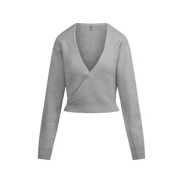 SKIMS FW25 TEXTURED KNIT WRAP SWEATER