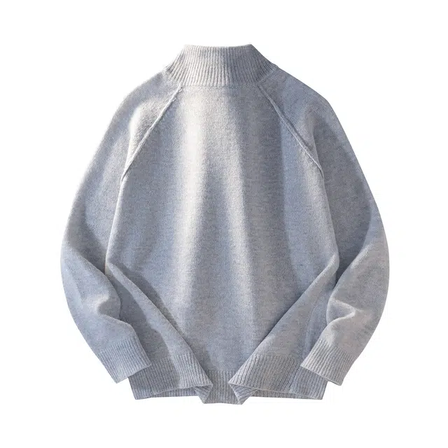 暴走的萝莉 美式复古潮流简约基础款纯色品牌车标休闲宽松日常通勤舒适长袖立领开衫插肩毛衣 男女同款