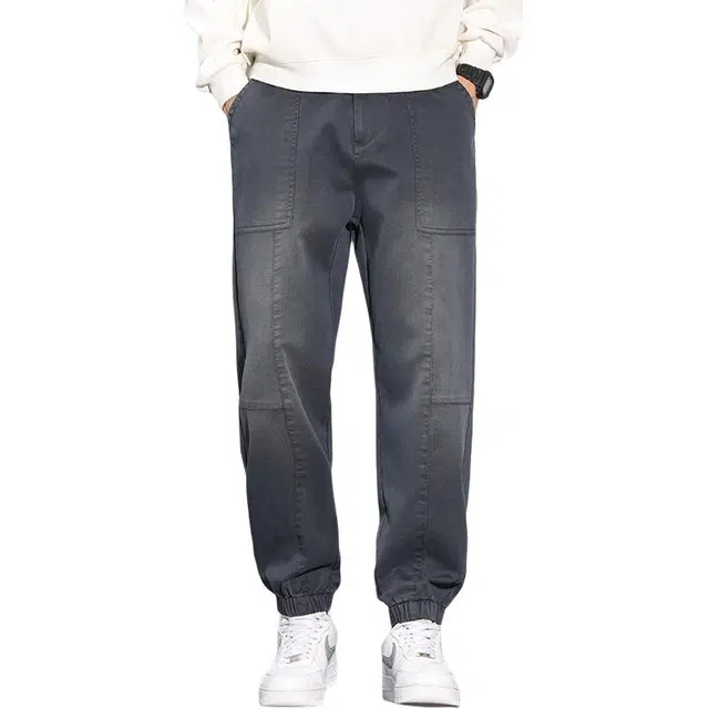 太子龍 美式潮牌宽松哈伦束脚休闲长裤百搭牛仔裤 男款