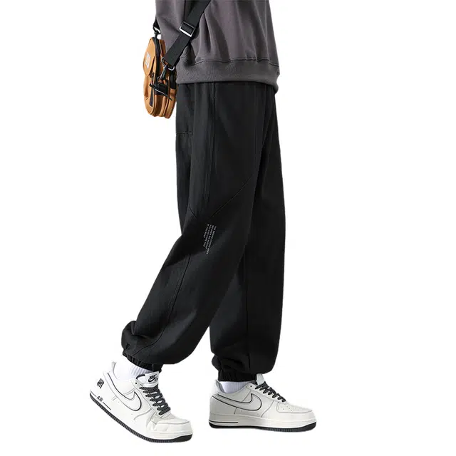 赛瀚 宽松纯棉束脚休闲裤男款春秋简约时尚厚款百搭舒适亲肤男装运动长裤高级感显瘦显高青少年高街潮流通勤外穿男裤 男女同款