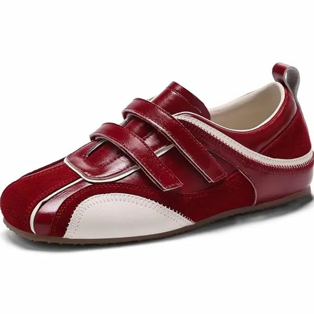 拾伍象 低帮浅口百搭魔术贴平底休闲单鞋 平跟德训鞋 女