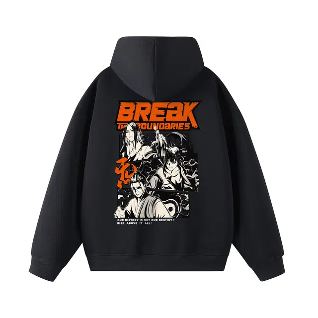 一人之下 美式休闲人物图案字母宽松舒适日常通勤落肩长袖连帽卫衣 男女同款