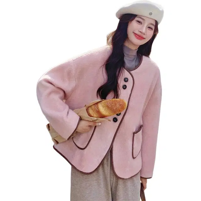 稻草人 轻盈柔软优雅时尚百搭简洁保暖秋冬绒感外套 女款