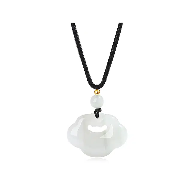 重庆金店 平安锁 新中式国风清冷感烟雨江南高级百搭细腻飘翠旗袍古典温婉大气#好运 天山翠 吊坠 男女同款情侣款