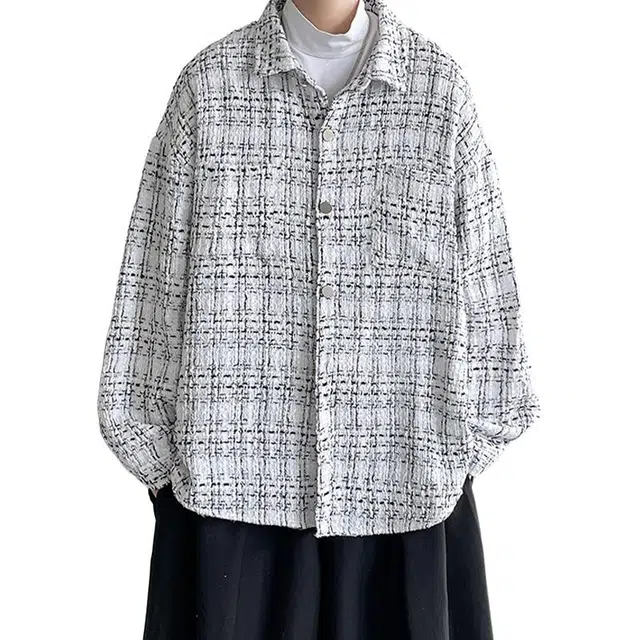 佐菲利 小香风外套痞帅高级感翻领潮牌大码宽松千鸟格休闲上衣夹克 男女同款