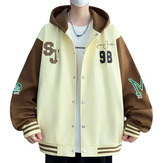 太子龍  美式复古潮牌宽松痞帅连帽复古休闲港风上衣棒球服 男款