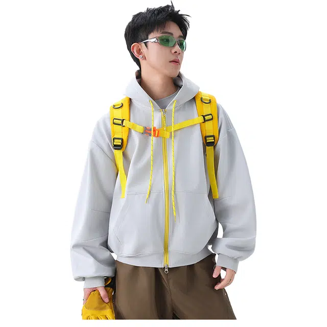 太子龍 连帽宽松拉链百搭套头情侣潮流休闲卫衣 男女同款