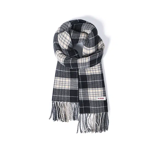 俞兆林 时尚密码格纹双面仿羊绒披肩秋冬季学院风学生保暖流苏围脖 礼盒装 聚酯纤维 绒线围巾 男女同款情侣款