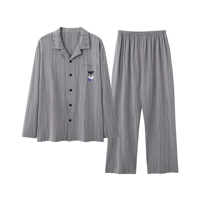 潞优野 时尚舒适亲肤洋气休闲长袖柔软莫棉高级感 睡衣套装 男款