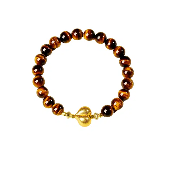 茂琼 平安顺遂好运连连吉祥如意新中式国潮复古个性时尚精致文玩文玩手饰潮流百搭高级感文玩念珠 虎眼石 手串 女款