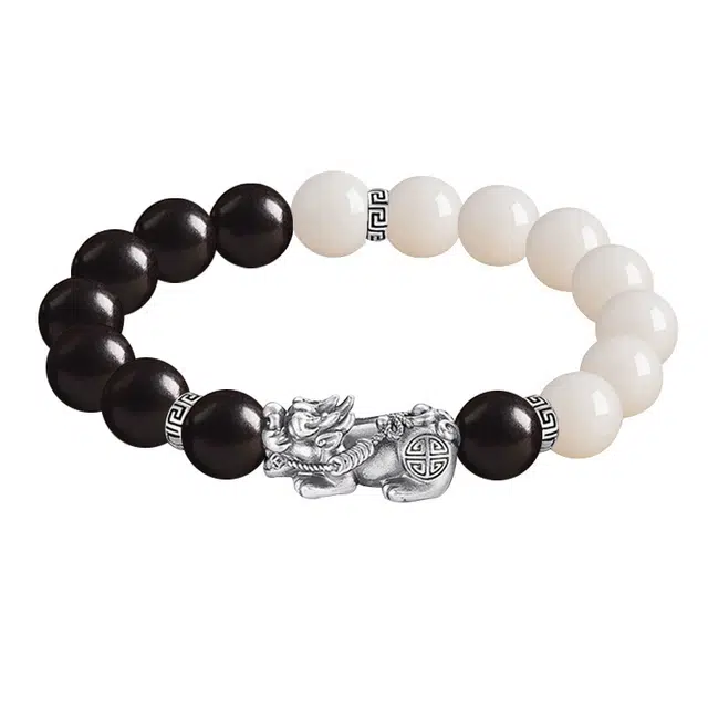 琛宬 招财貔貅平安纳福招财吸金吞金兽本命年貔貅事业运爆棚新中式国潮民族风霸气转运文玩盘玩高级感#好运 黑檀 手串 男款